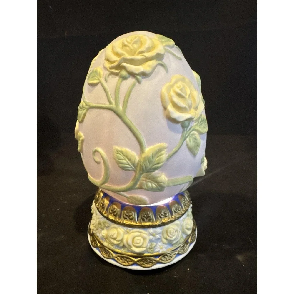 Kings Point Musical Egg with Angel Porcelain Figurine  Tune Amazing Grace